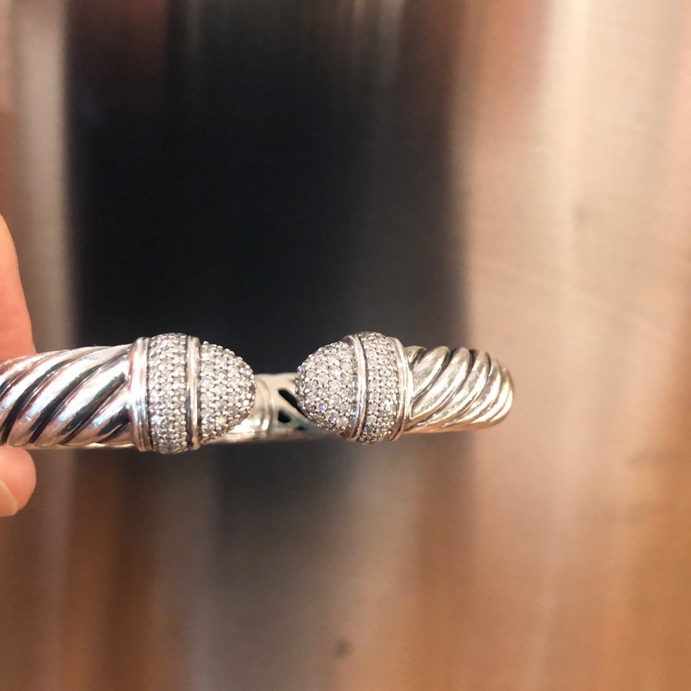 David Yurman diamond silver bracelet 10 mm
